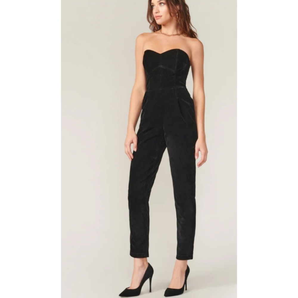 Adeyln Rae | Ash Velvet Strapless Jumpsuit | Black - Picture 4 of 7